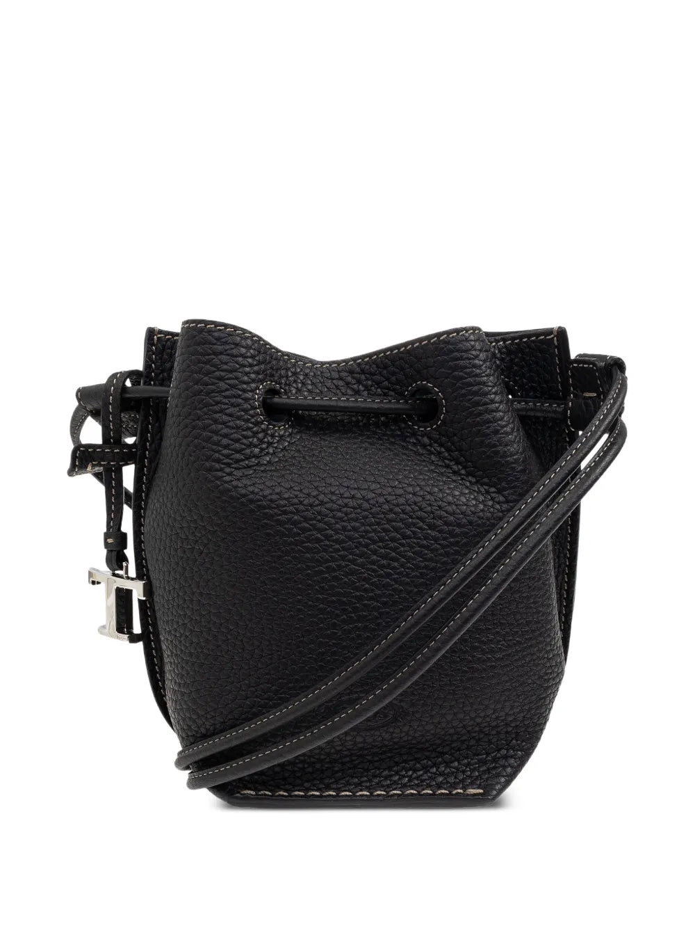 drawstring leather bucket bag