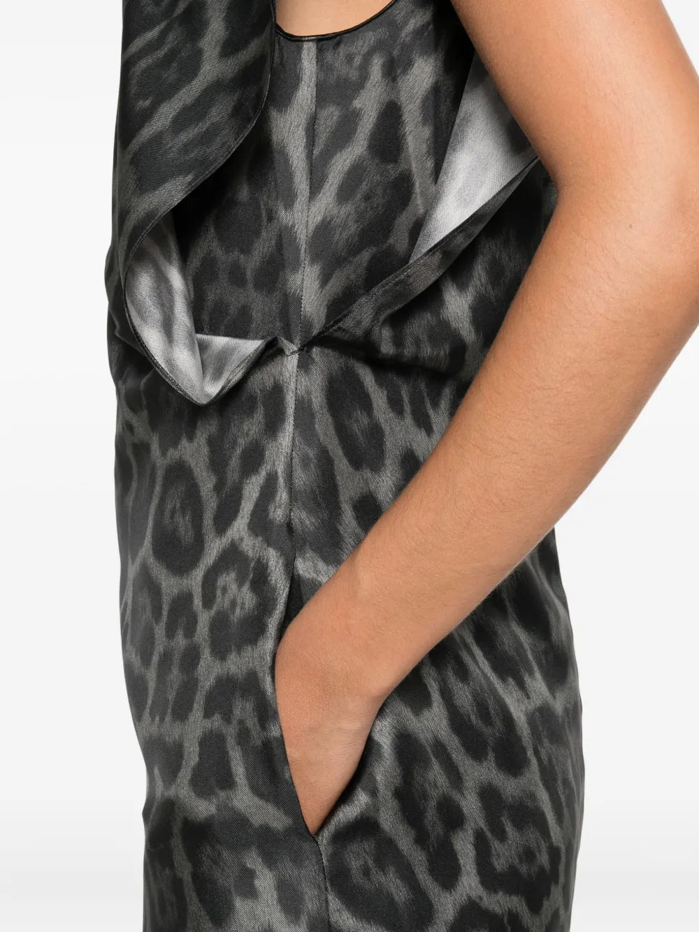 leopard-print V-neck midi dress