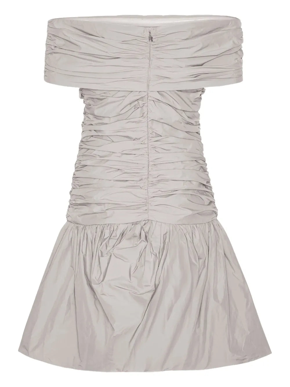 off-the-shoulder ruched mini dress