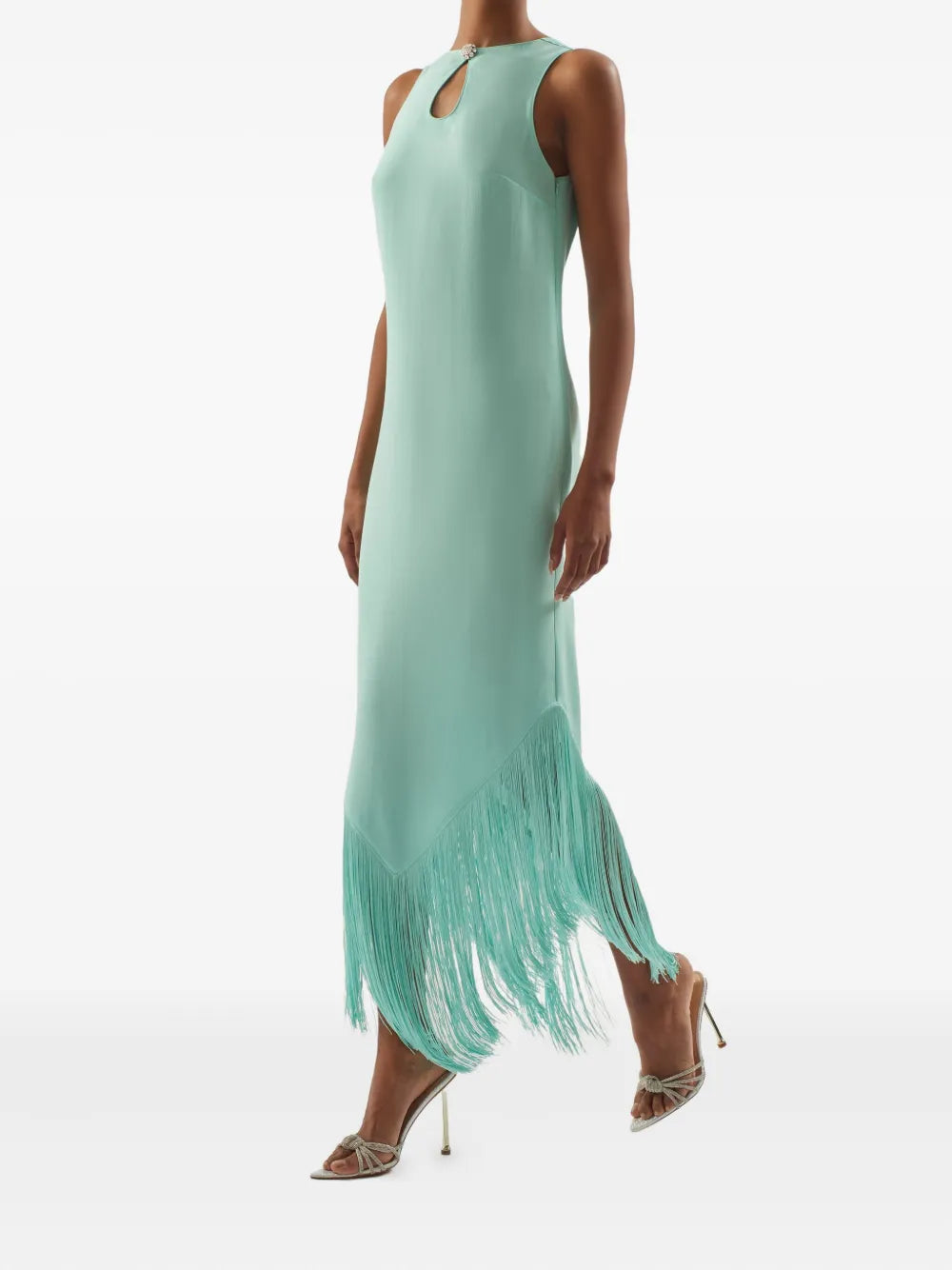 Taormina keyhole-neck fringe maxi dress