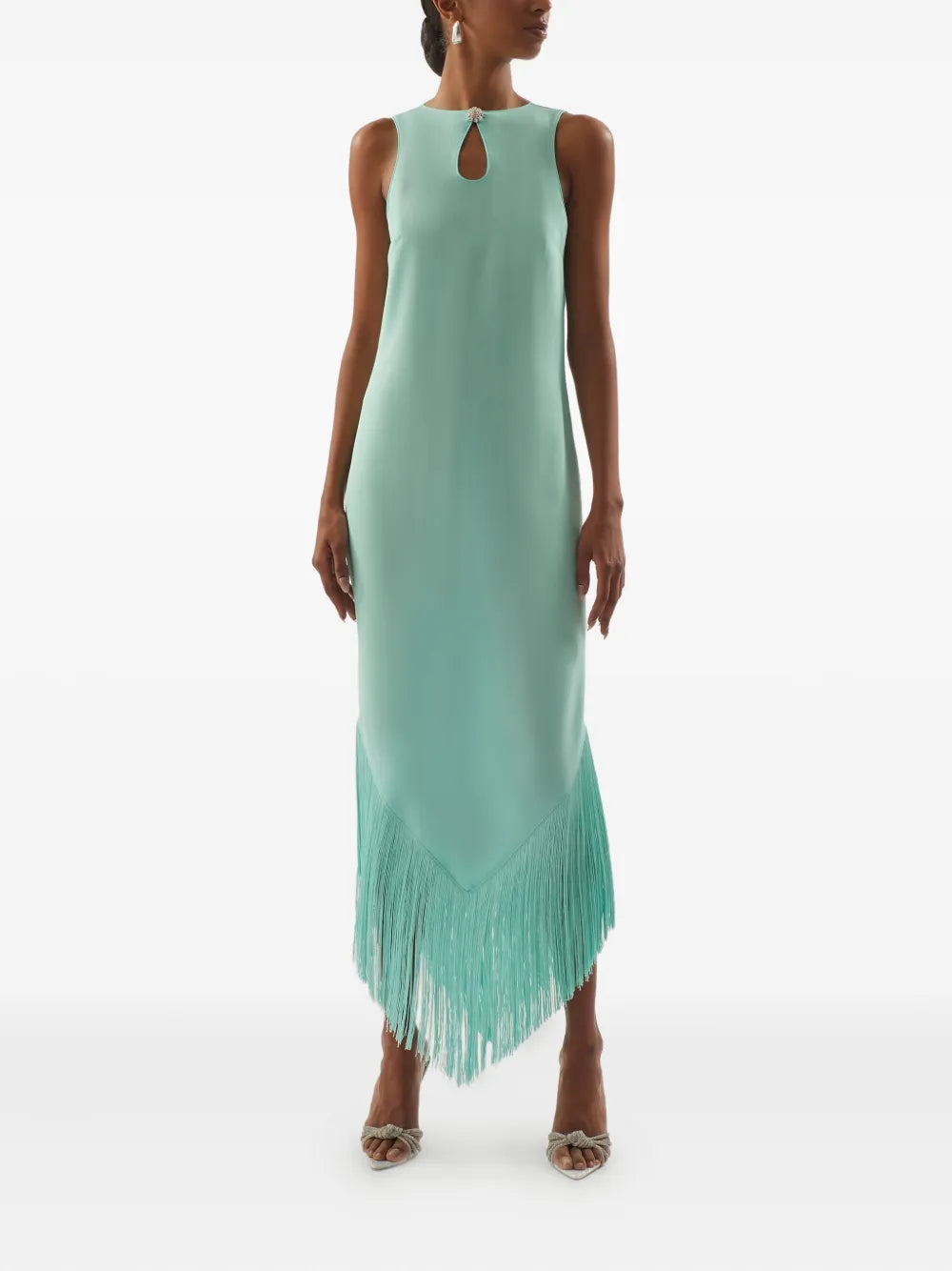 Taormina keyhole-neck fringe maxi dress