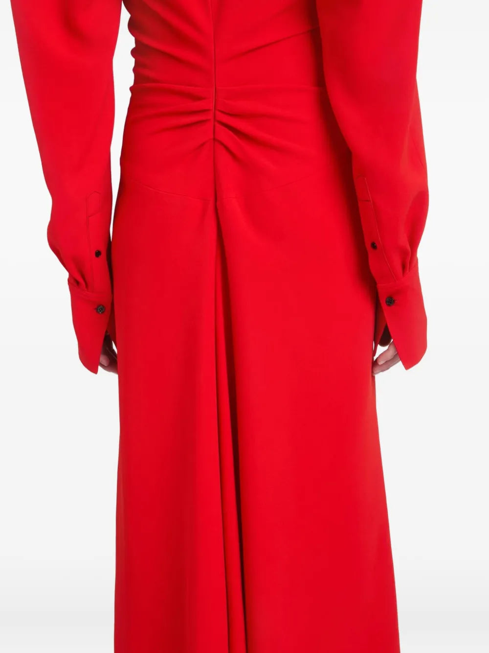 long-sleeve polo-collar midi dress