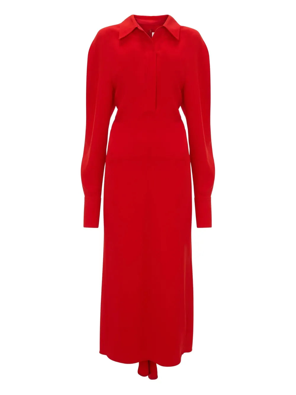 long-sleeve polo-collar midi dress