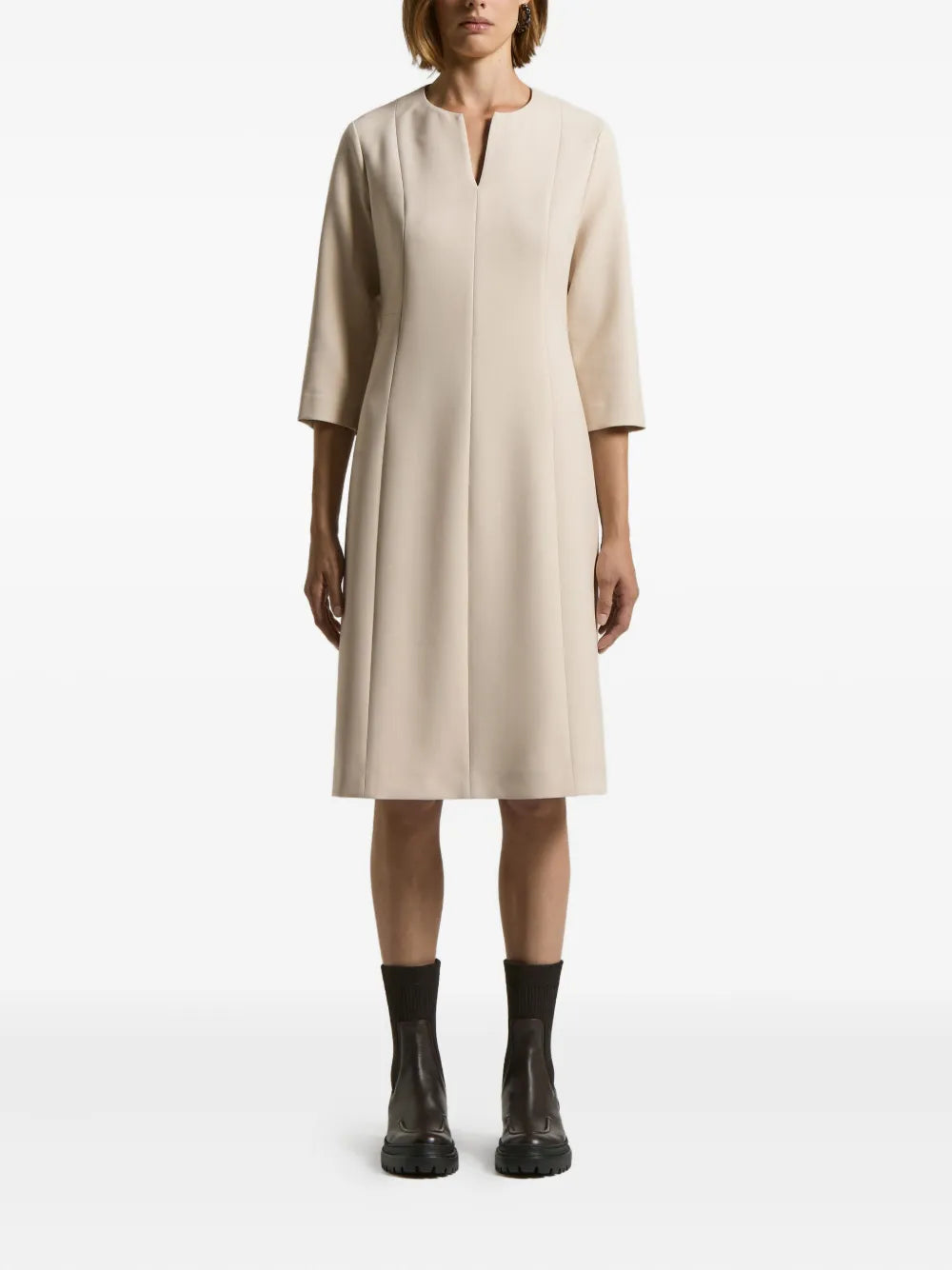 V-neck three-quarter sleeve dress