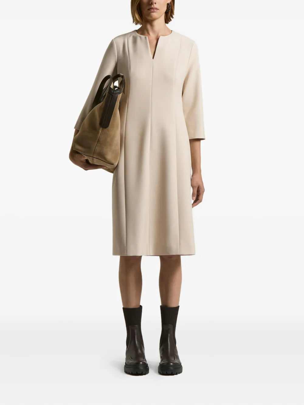 V-neck three-quarter sleeve dress