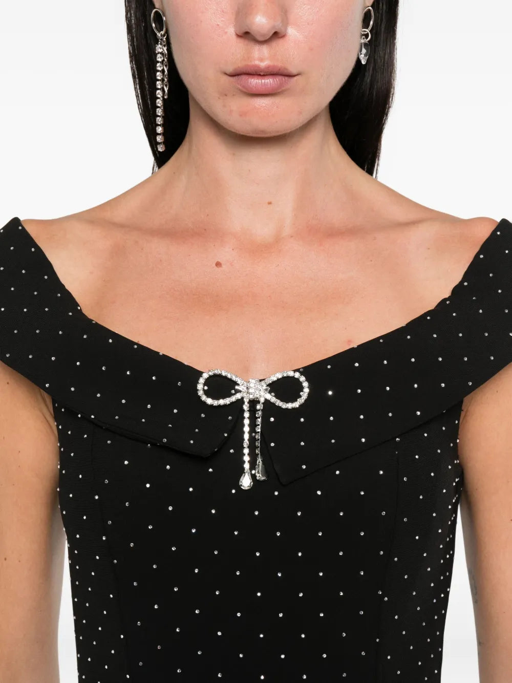 embellished off-shoulder midi dress