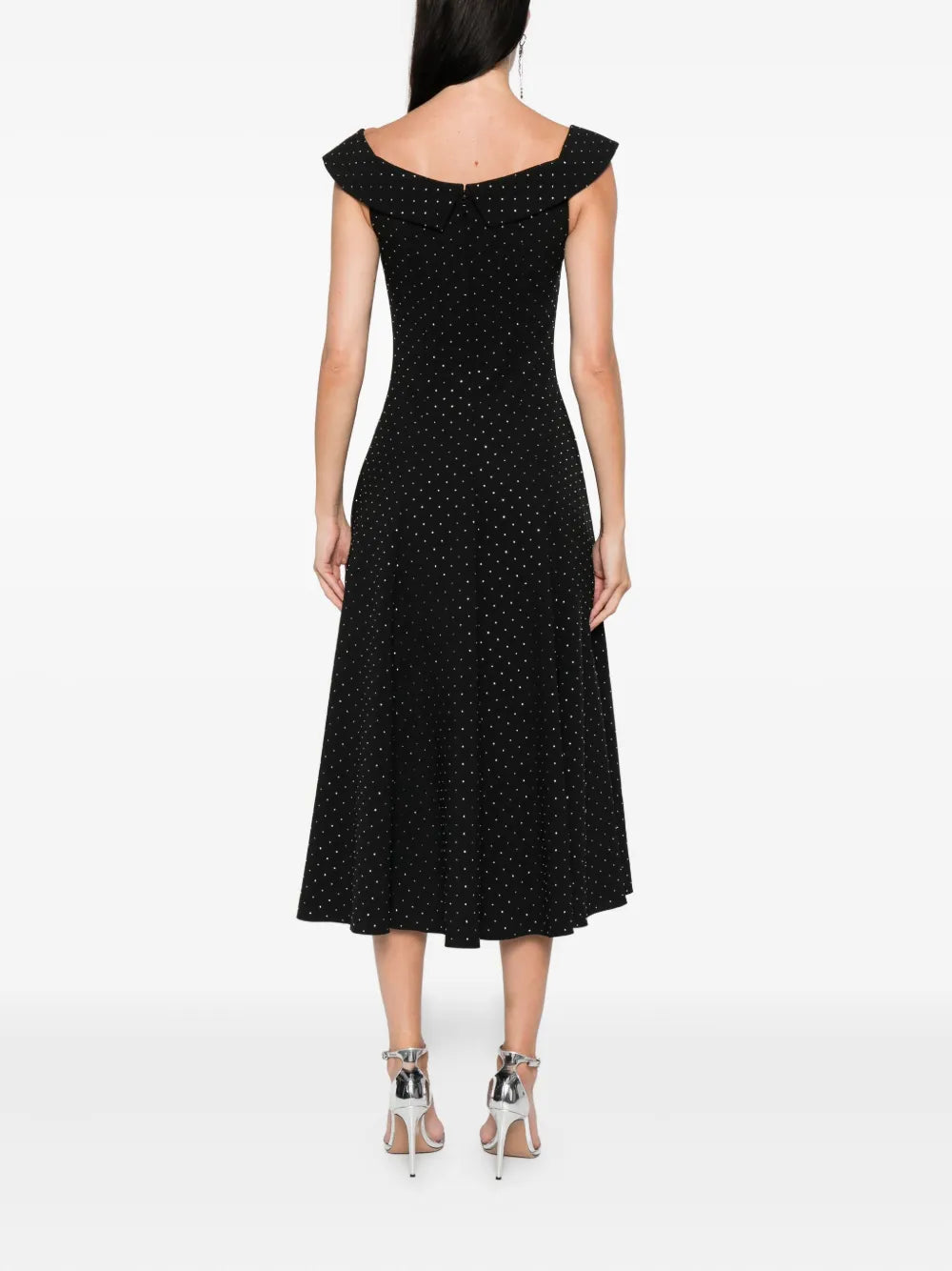 embellished off-shoulder midi dress