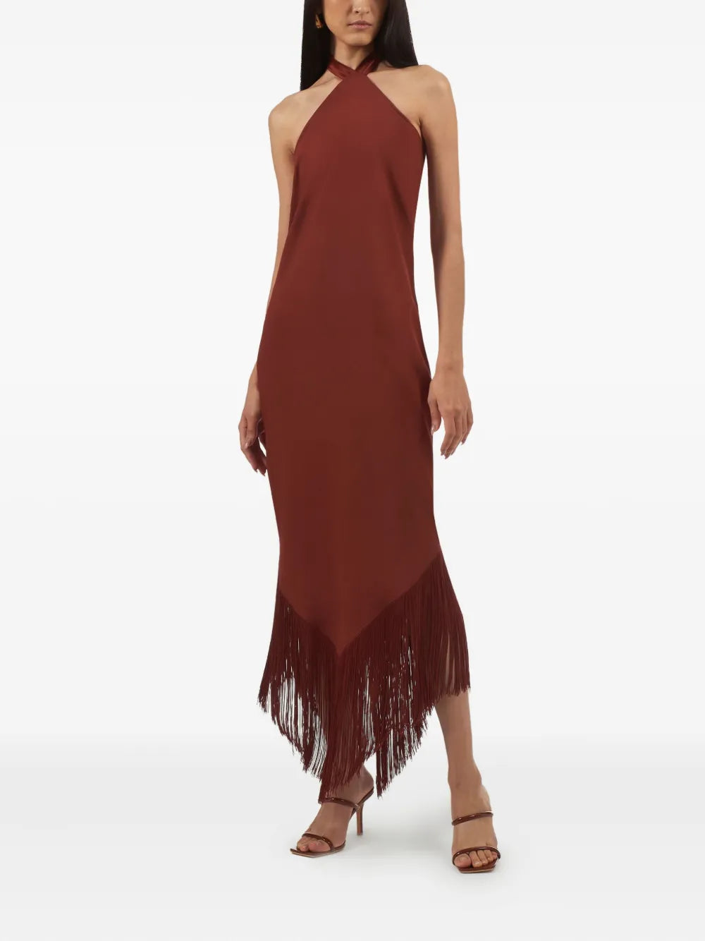 halter-neck fringe dress