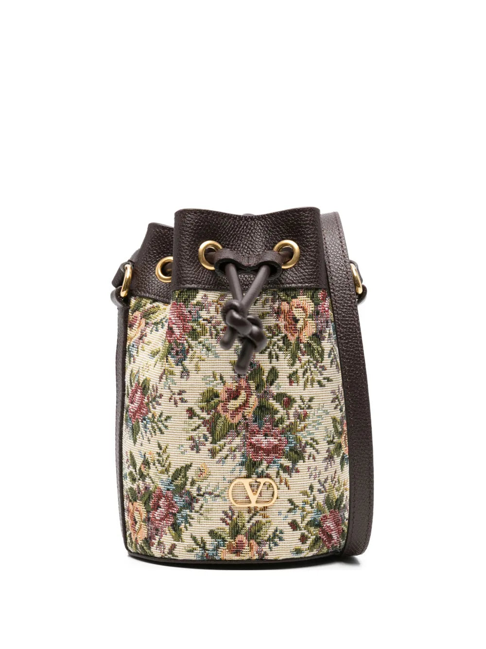 floral-motif drawstring bucket bag