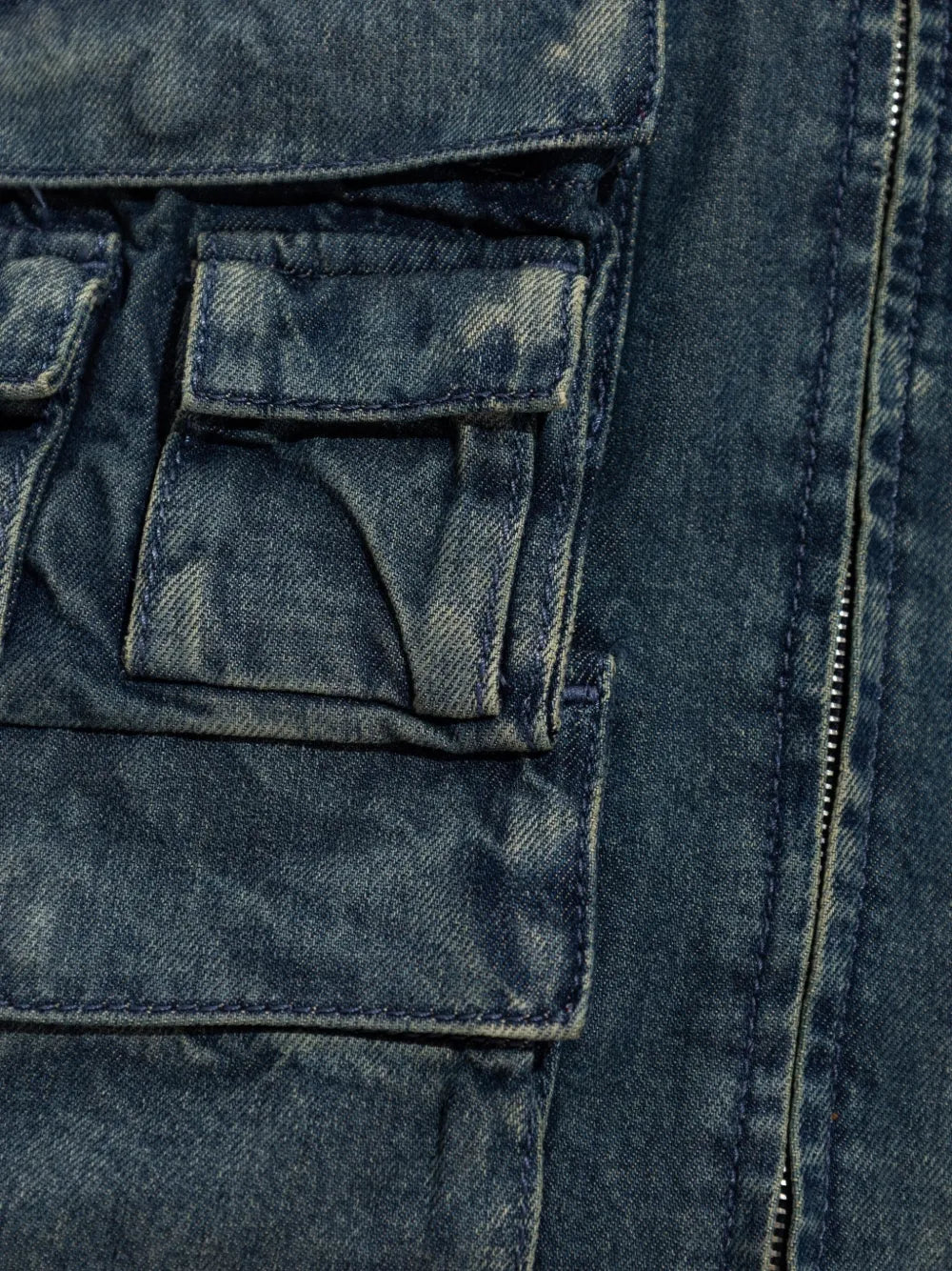 zip-up denim midi dress