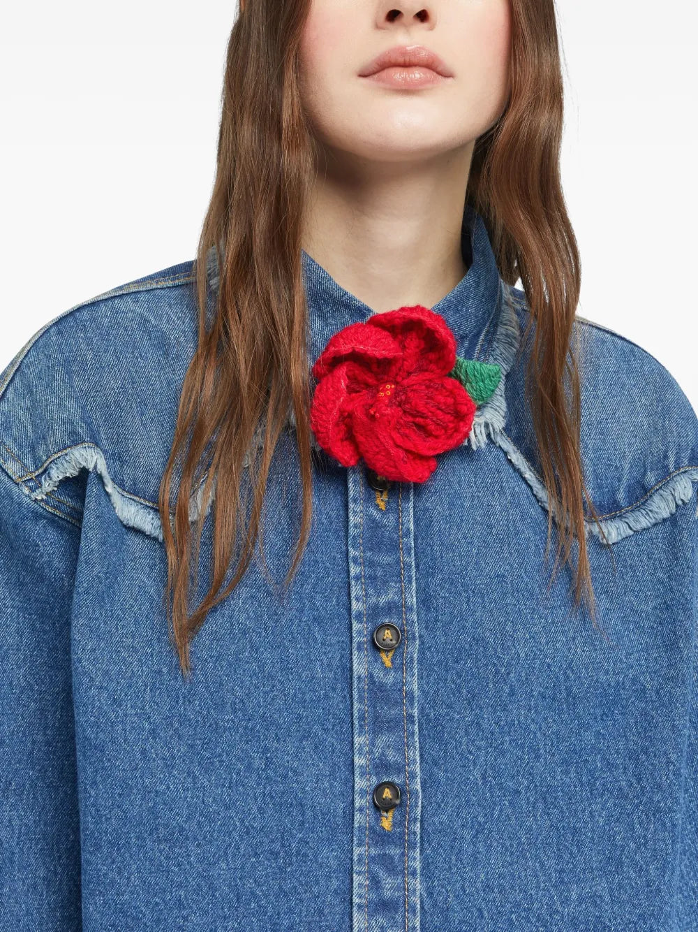 hibiscus embroidered brooch