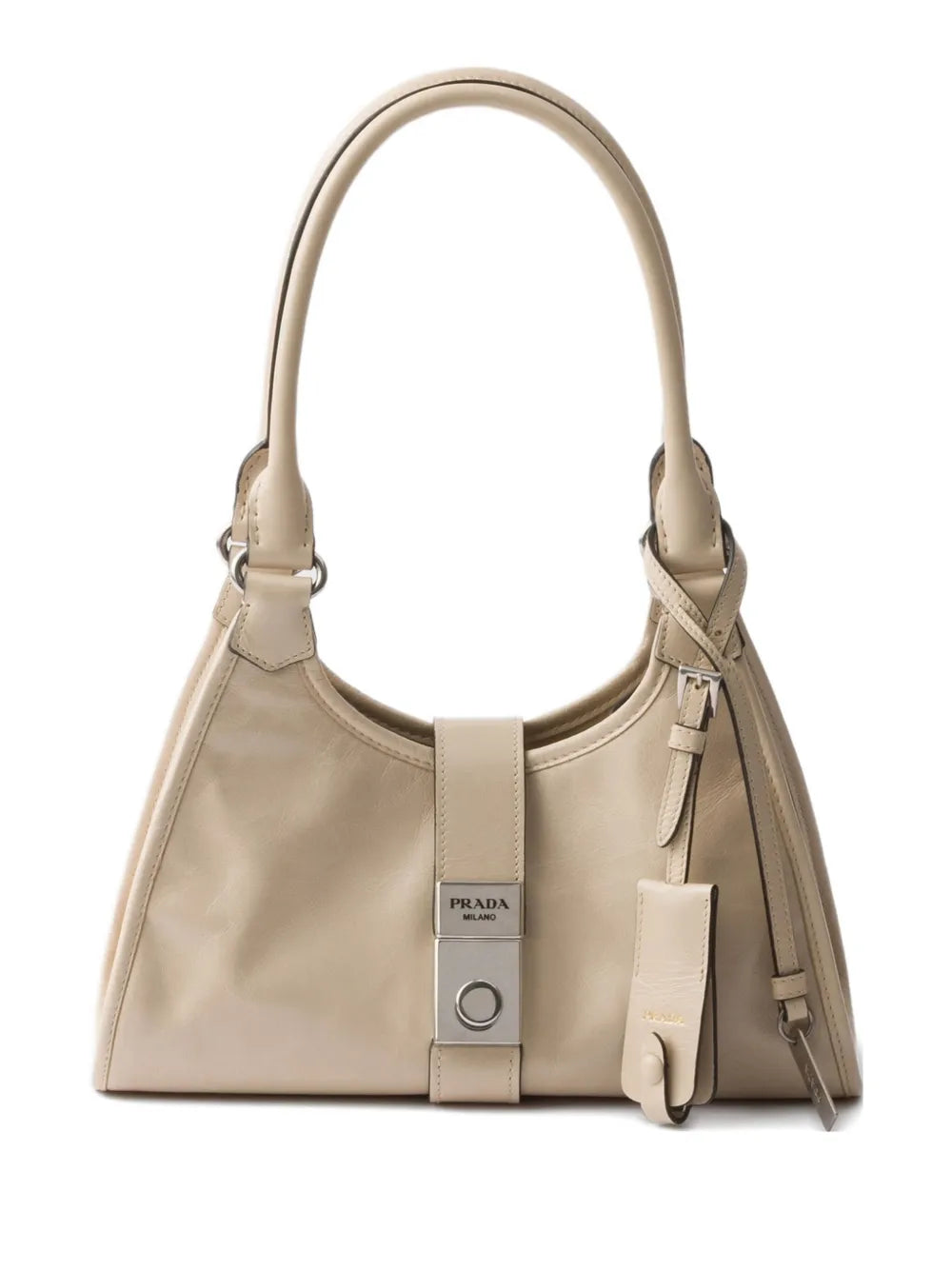 small leather push-lock tote bag
