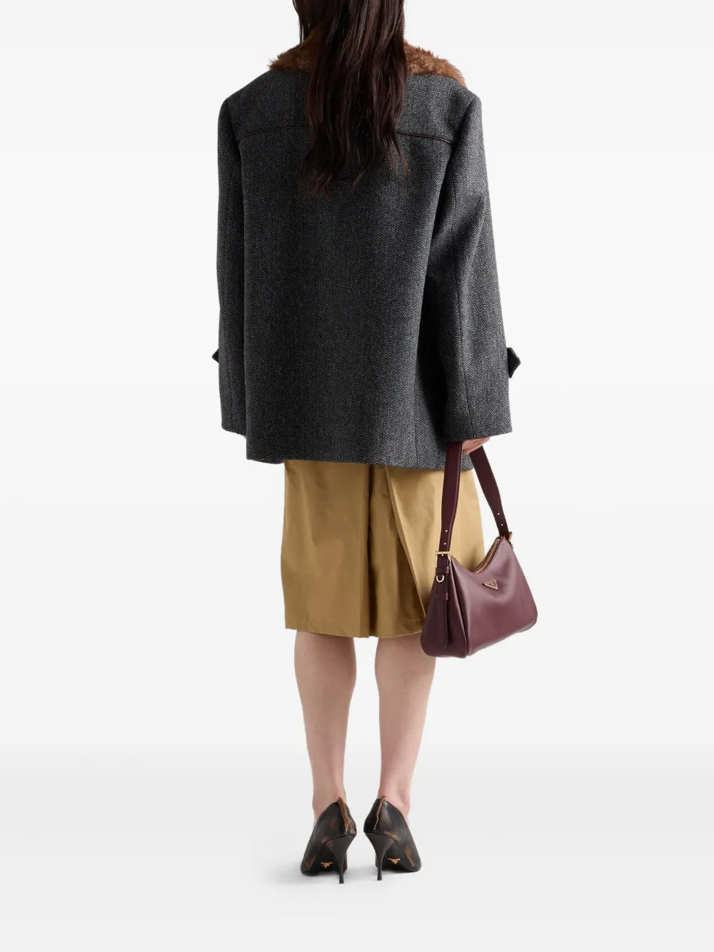 box-pleat kick-pleat midi skirt