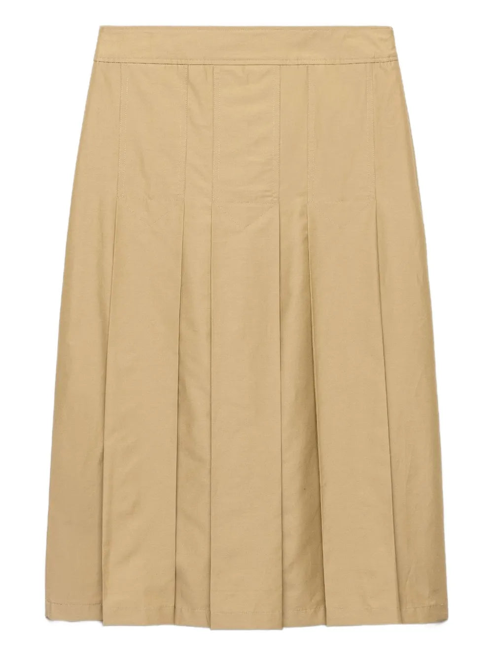 box-pleat kick-pleat midi skirt