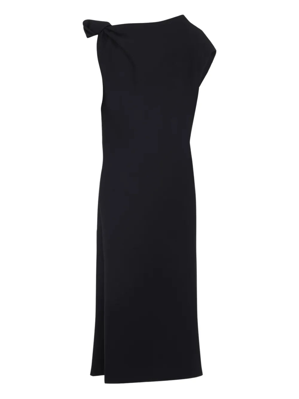 draped one-shoulder midi dress