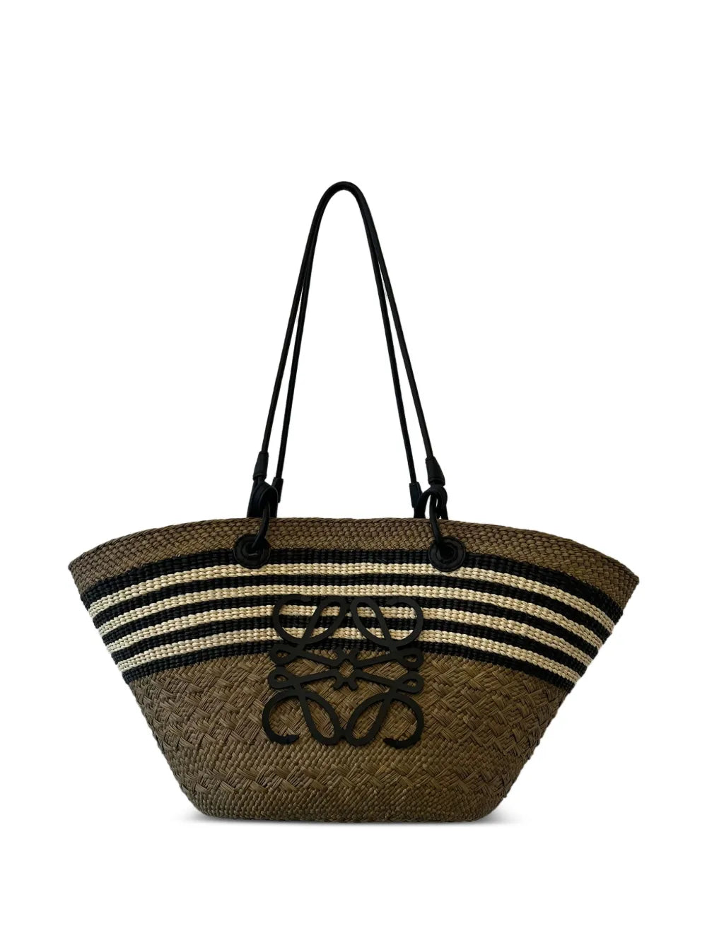 striped anagram basket bag