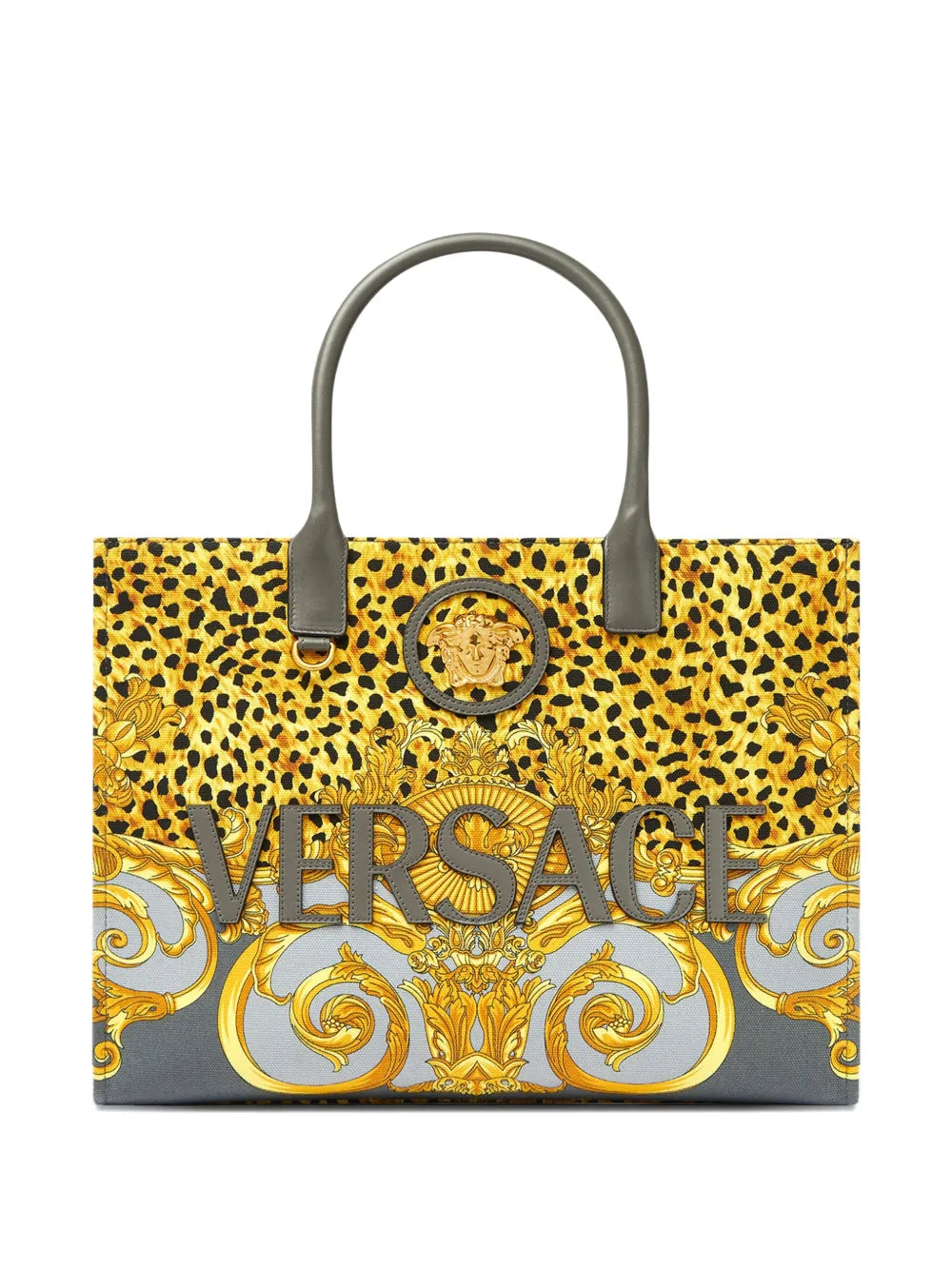 leopard-print baroque tote bag