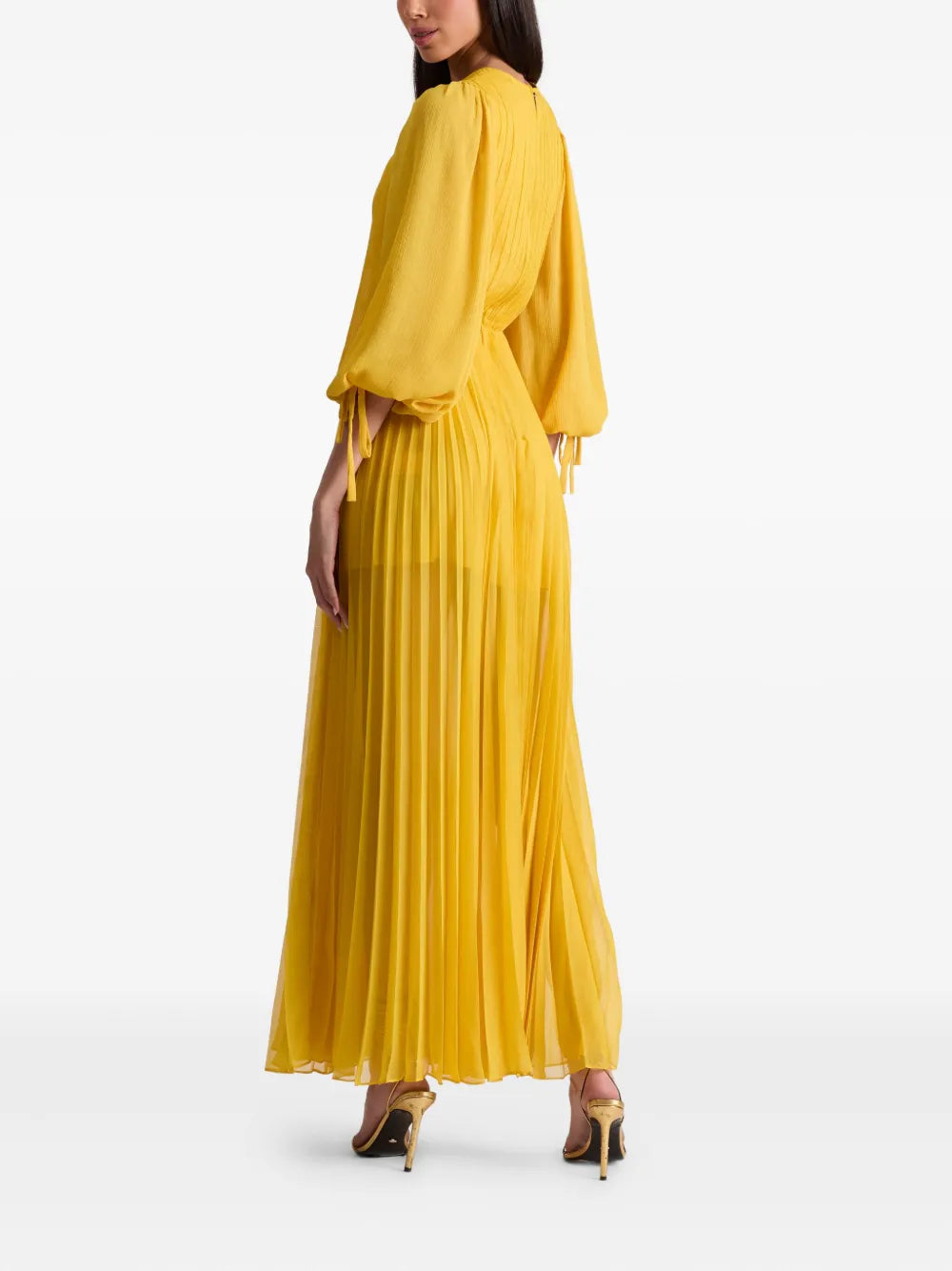 Nya pleated V-neck maxi day dress