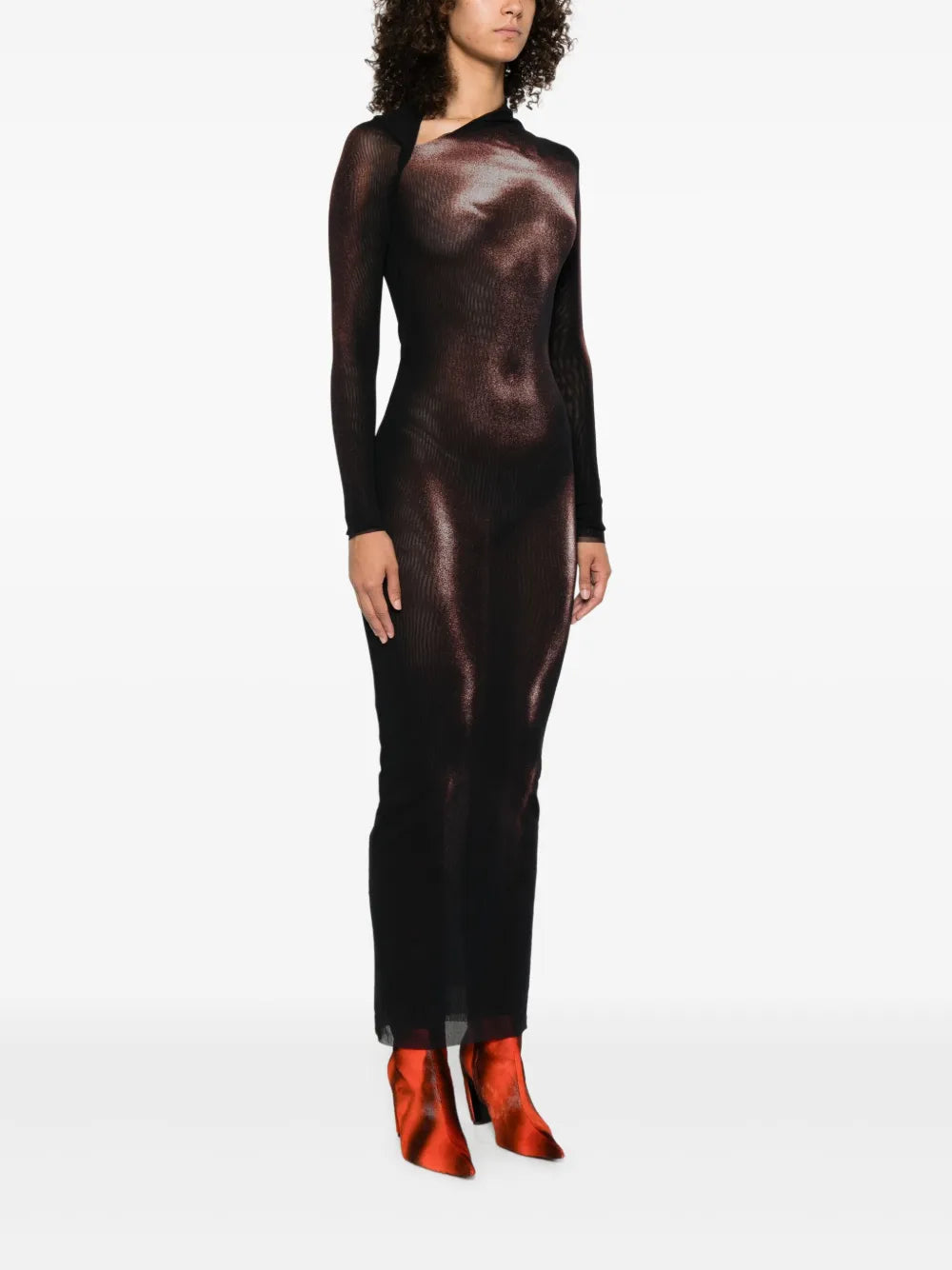 body-print long dress