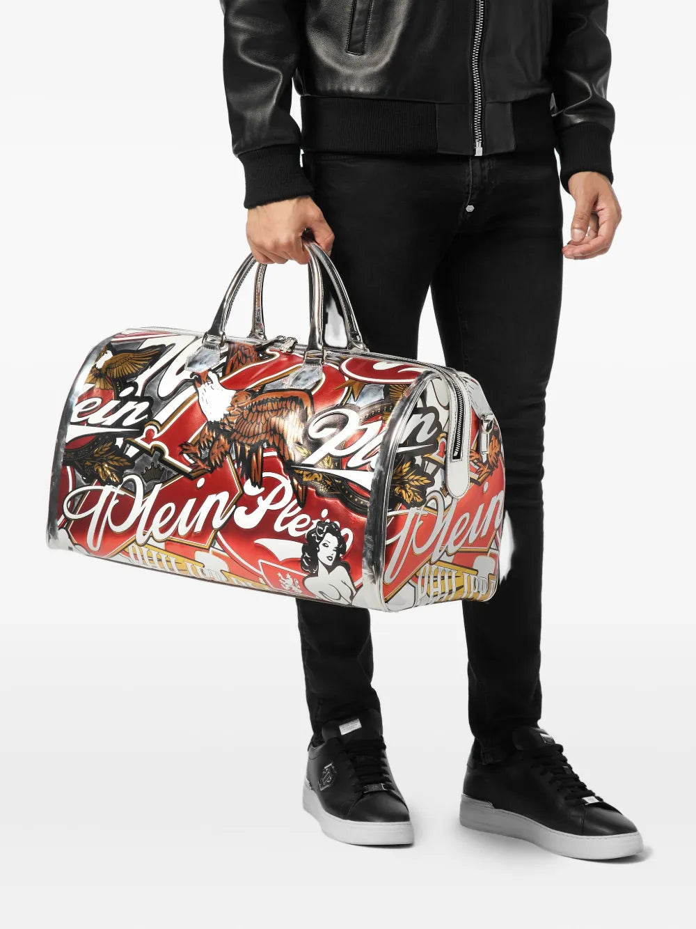 eagle-print top-handle holdall