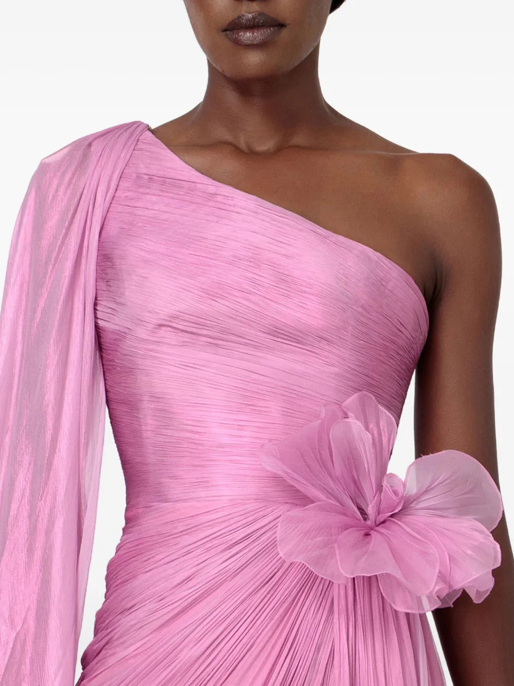 pleated one-shoulder maxi dress