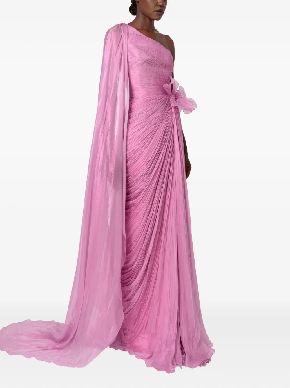 pleated one-shoulder maxi dress