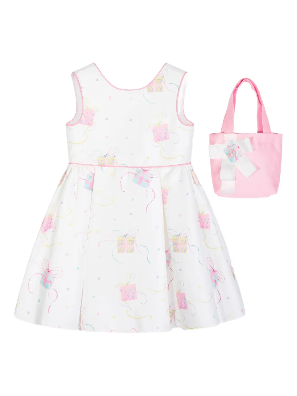 gift-print sleeveless dress