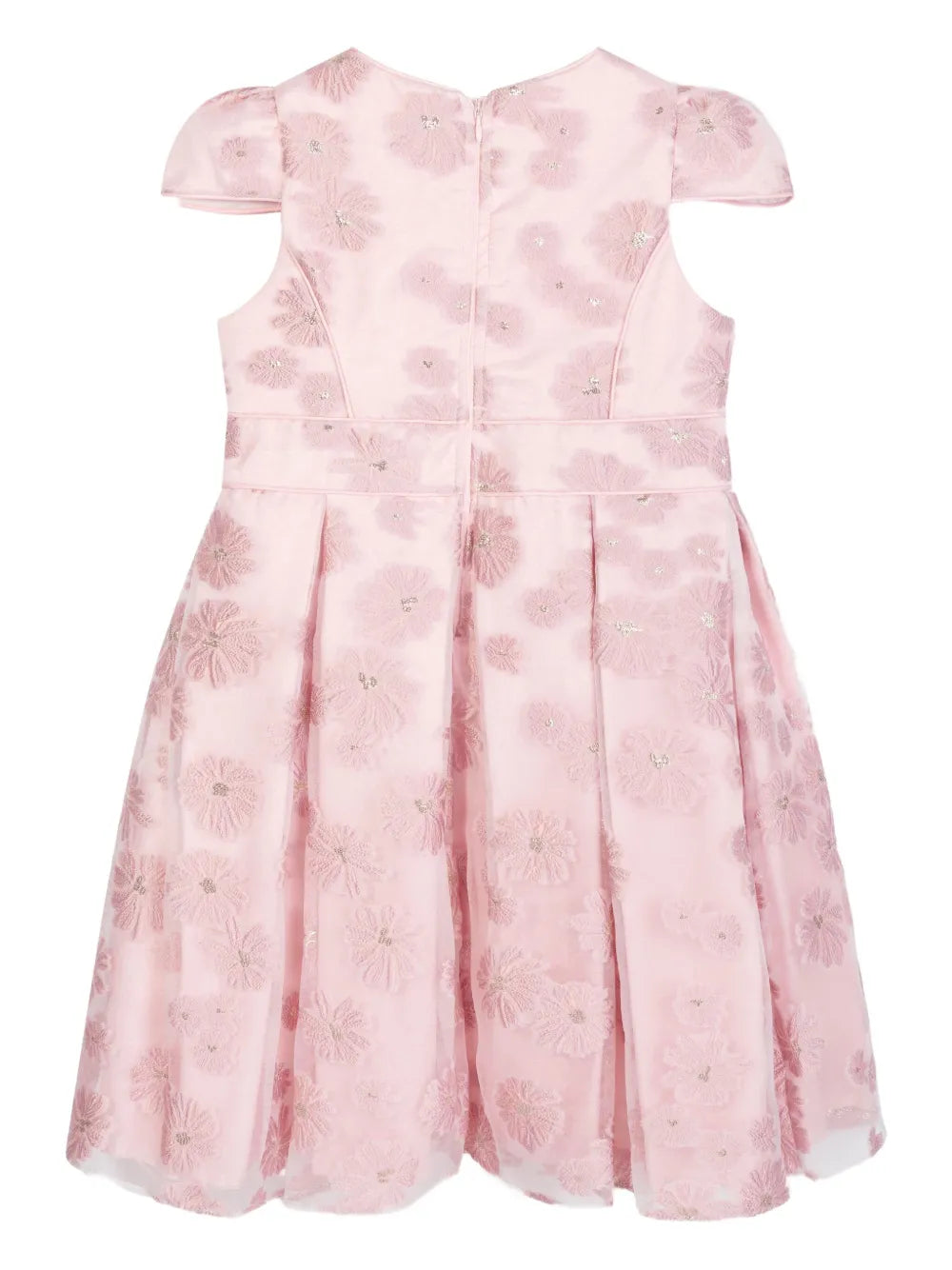 floral-embroidered pleated dress
