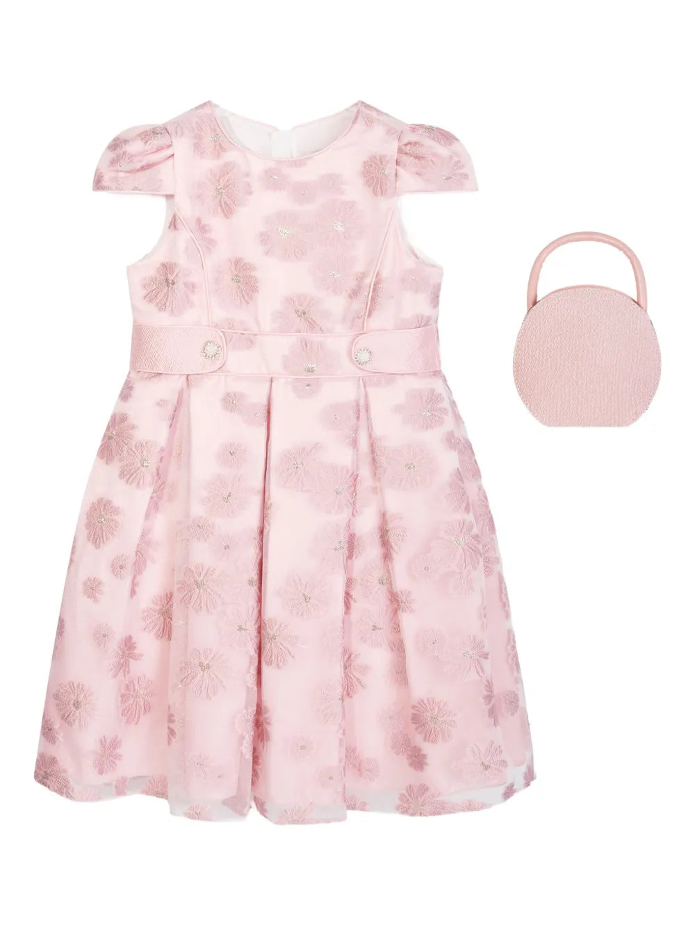 floral-embroidered pleated dress