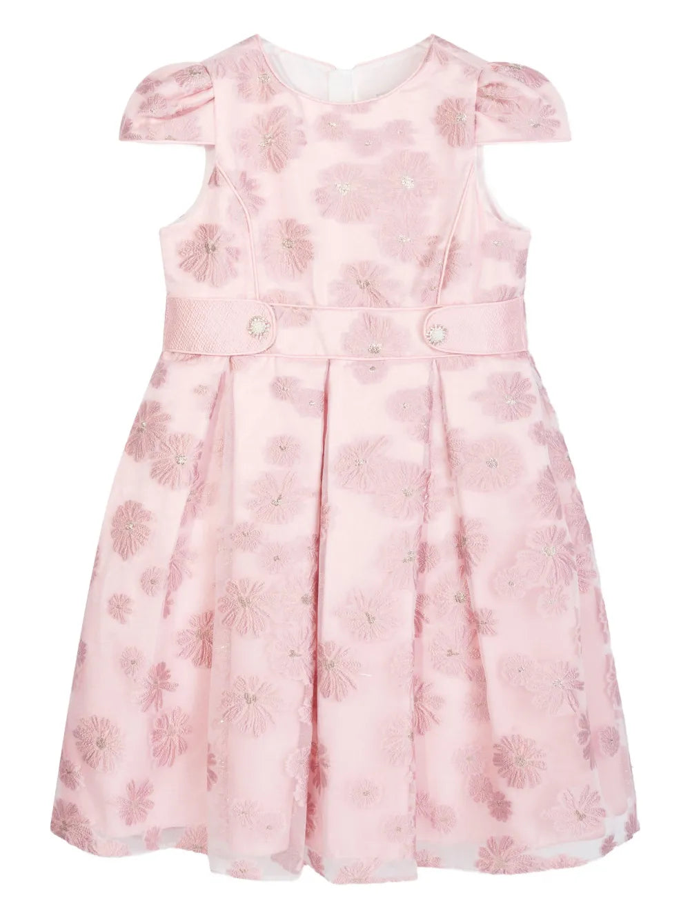 floral-embroidered pleated dress