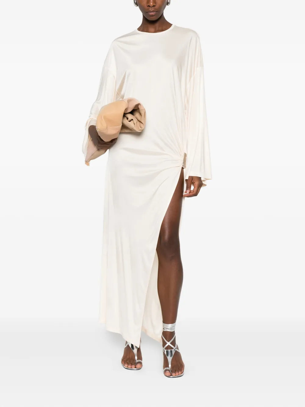knot-detail midi dress