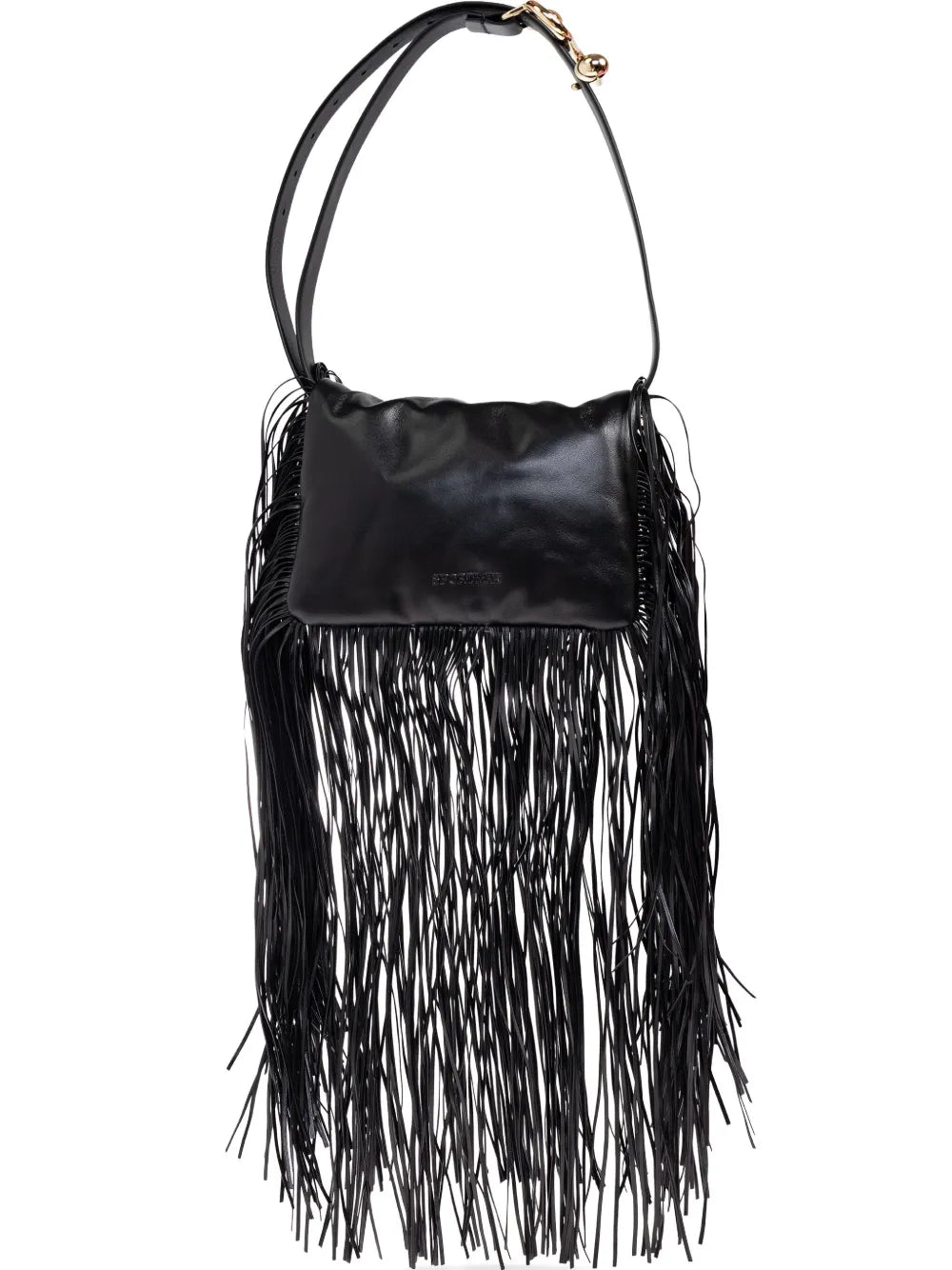 fringed leather shoulder bag
