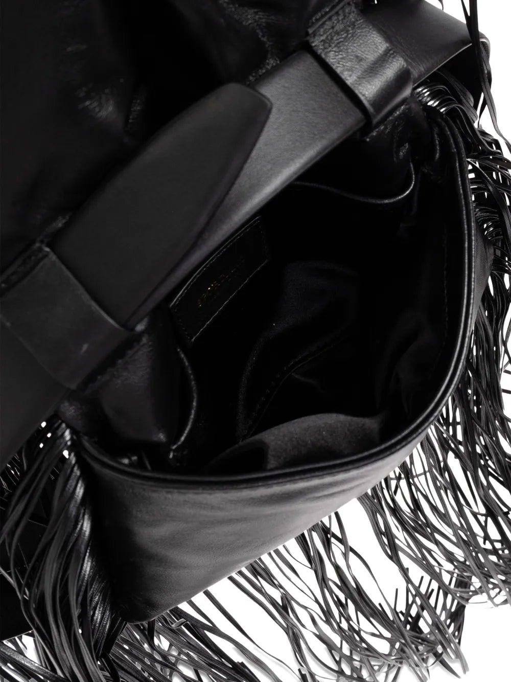 fringed leather shoulder bag