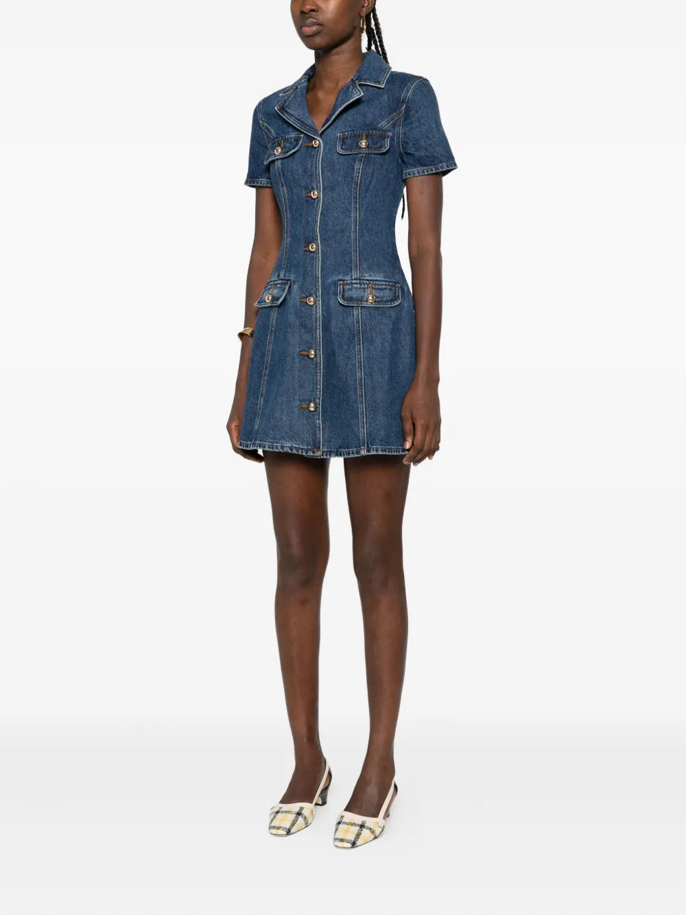 button-fastening denim dress