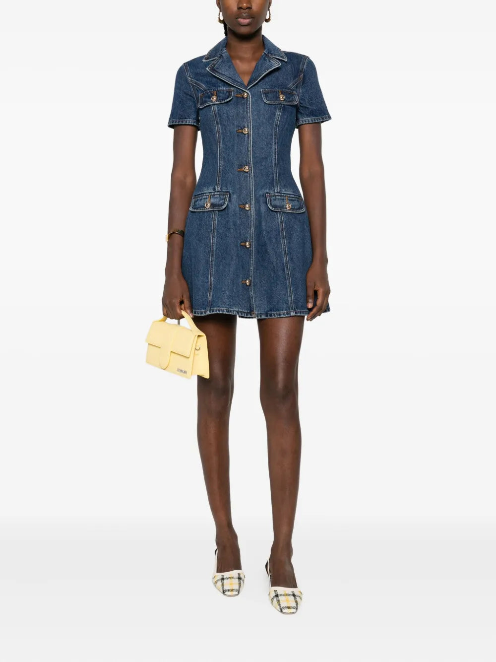 button-fastening denim dress