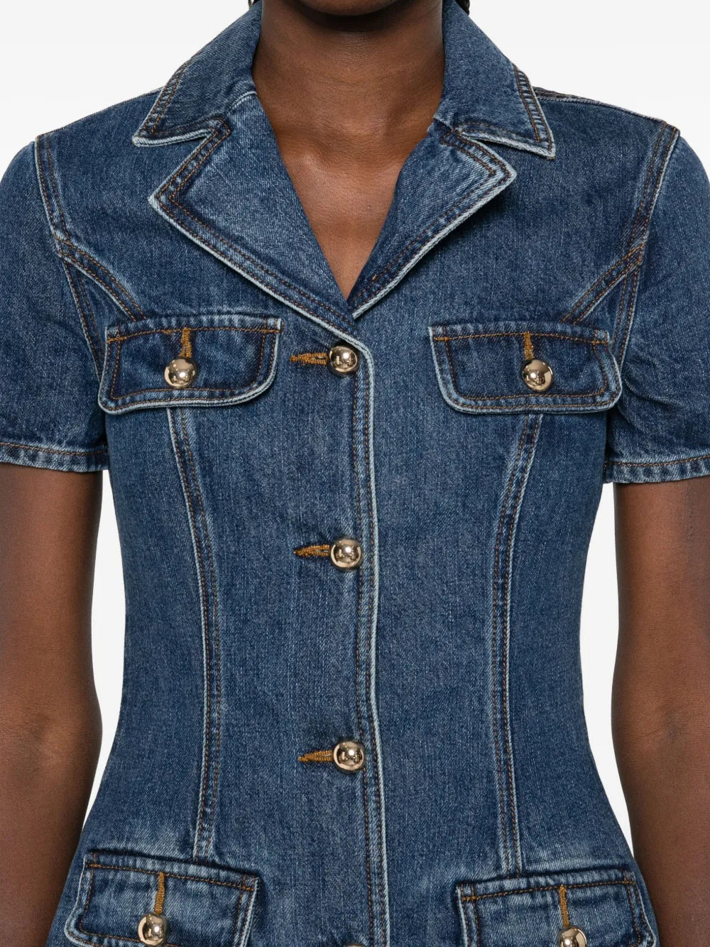button-fastening denim dress
