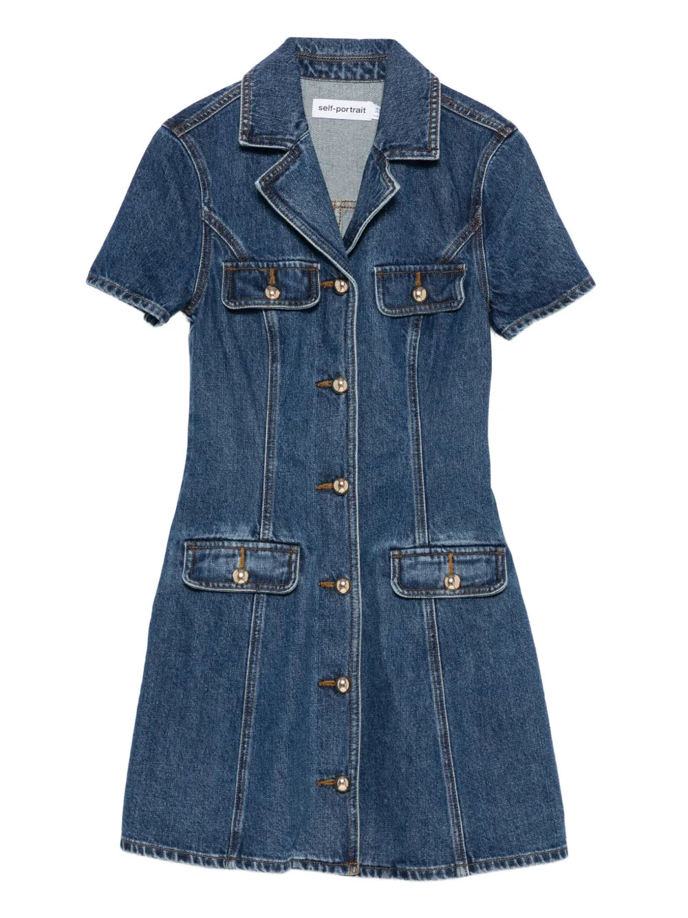 button-fastening denim dress