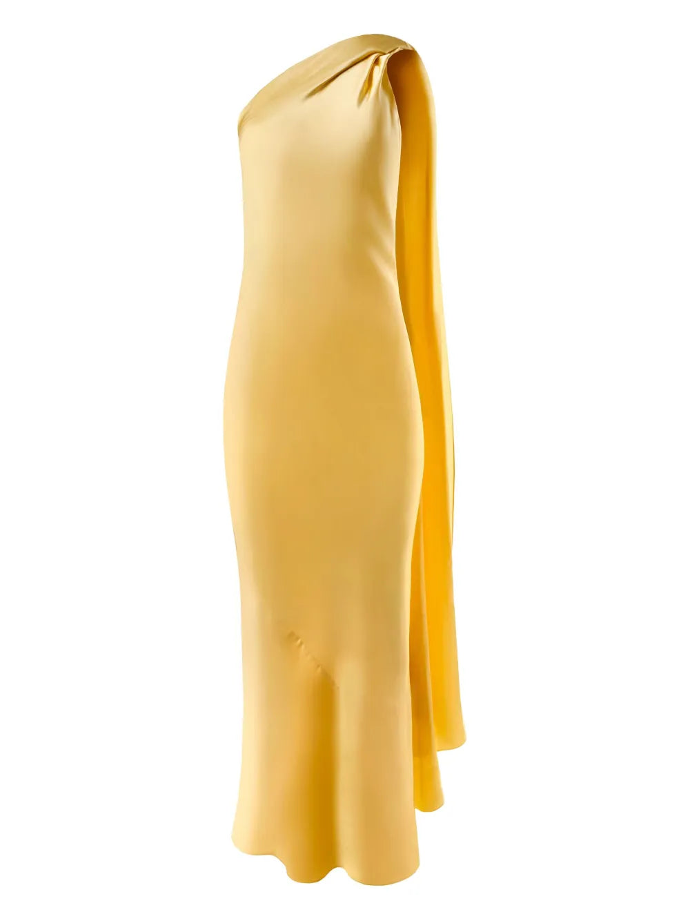 draped one-shoulder midi dress