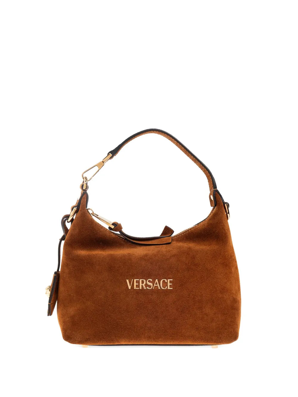 logo-lettering suede tote bag