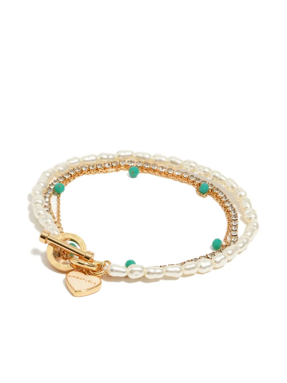 double-layer heart-charm bracelet