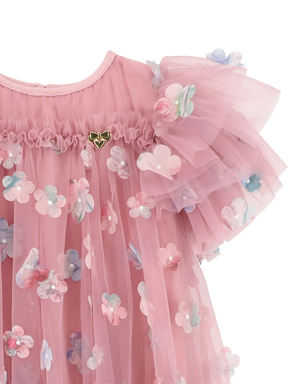 flower-embellished ruffled dress
