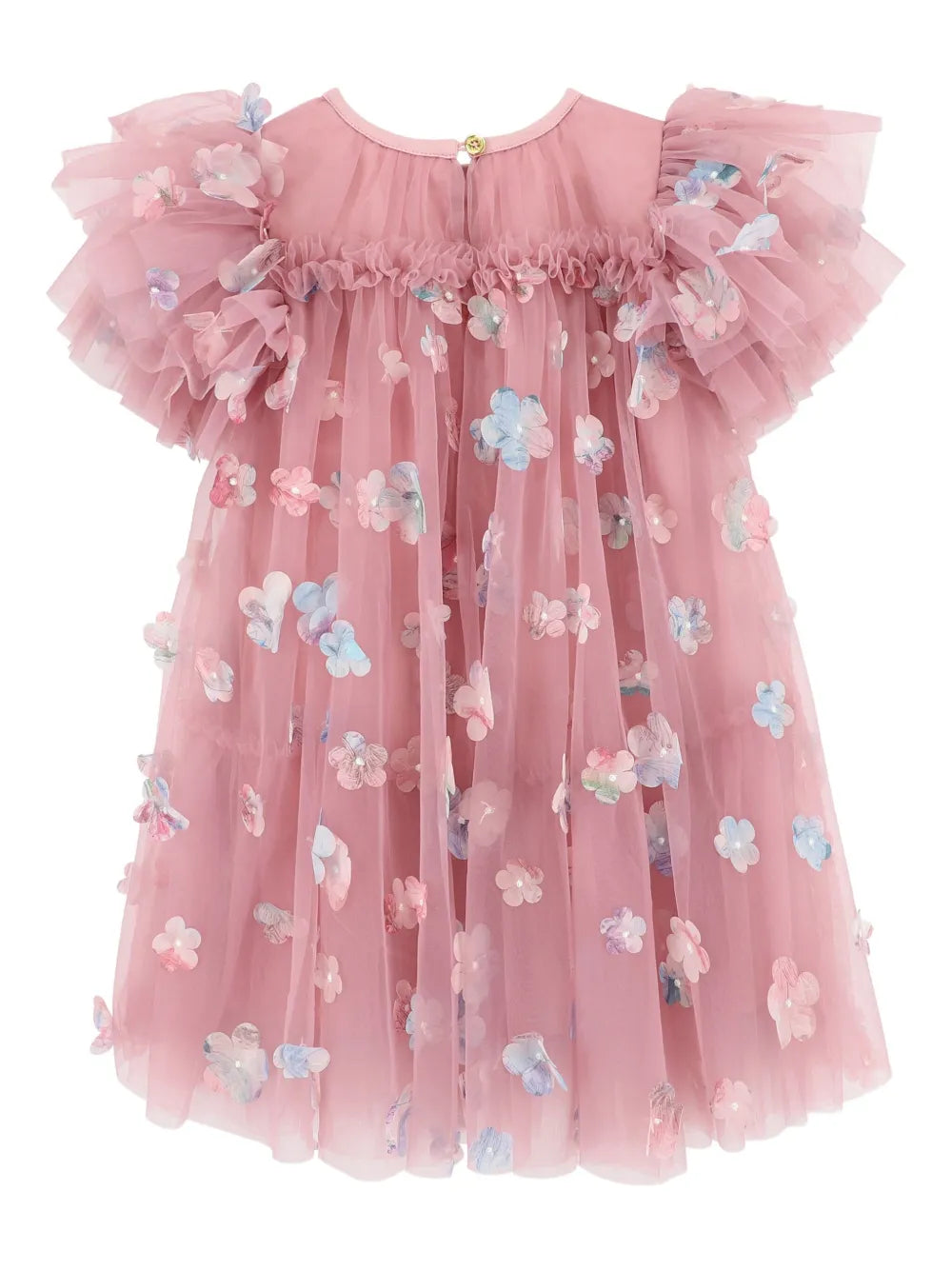 flower-embellished ruffled dress