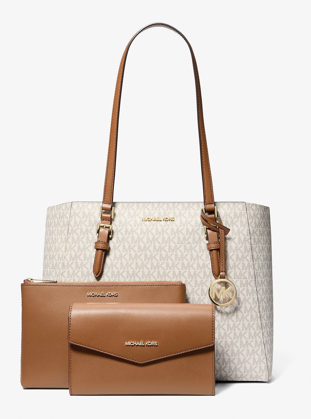 Michael Kors Charlotte Large 3-in-1 Signature Logo Tote Bag Vanilla