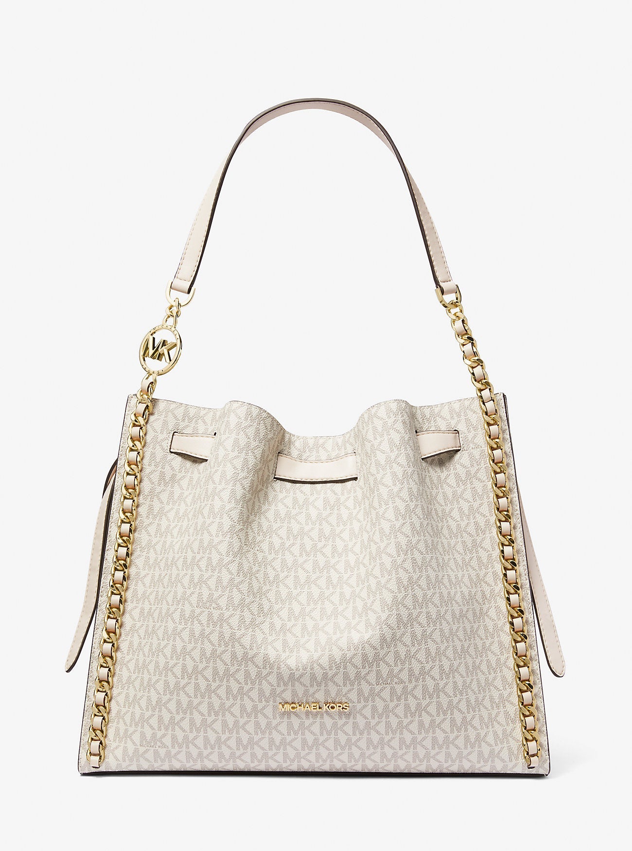 Michael Kors Mina Large Signature Logo Chain Shoulder Bag Lt Crm Multi