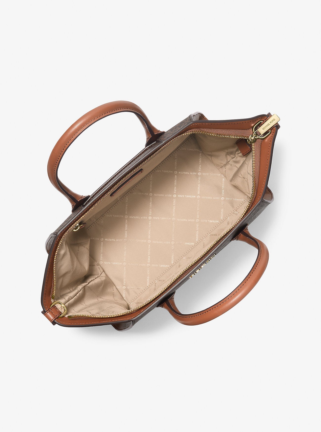 Michael Kors Avril Large Signature Logo Satchel Brown