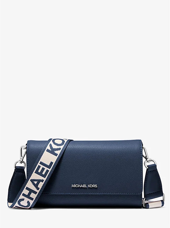 Michael Kors Jet Set Large Leather Crossbody Bag Navy