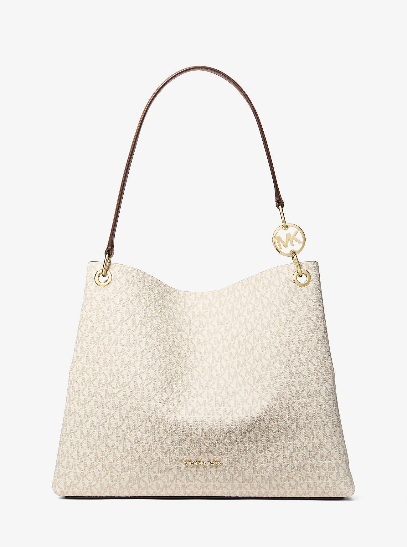 Michael Kors Christina Large Signature Logo Shoulder Bag Vanilla