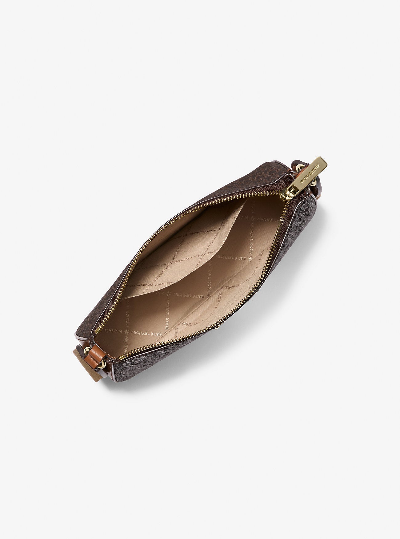 Michael Kors Carson Medium Signature Logo Convertible Bucket Crossbody Bag Brown