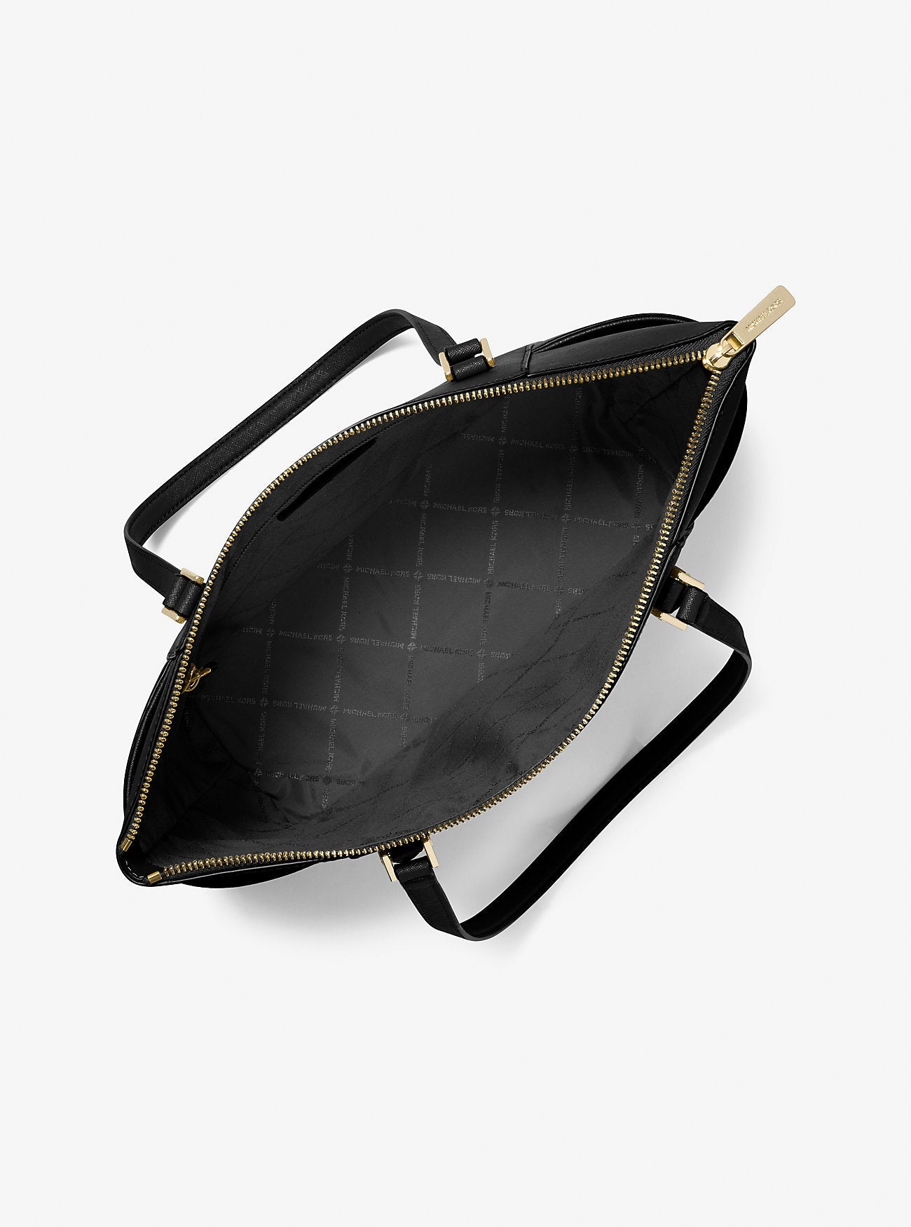 Michael Kors Charlotte Large Saffiano Leather Top-Zip Tote Bag Black