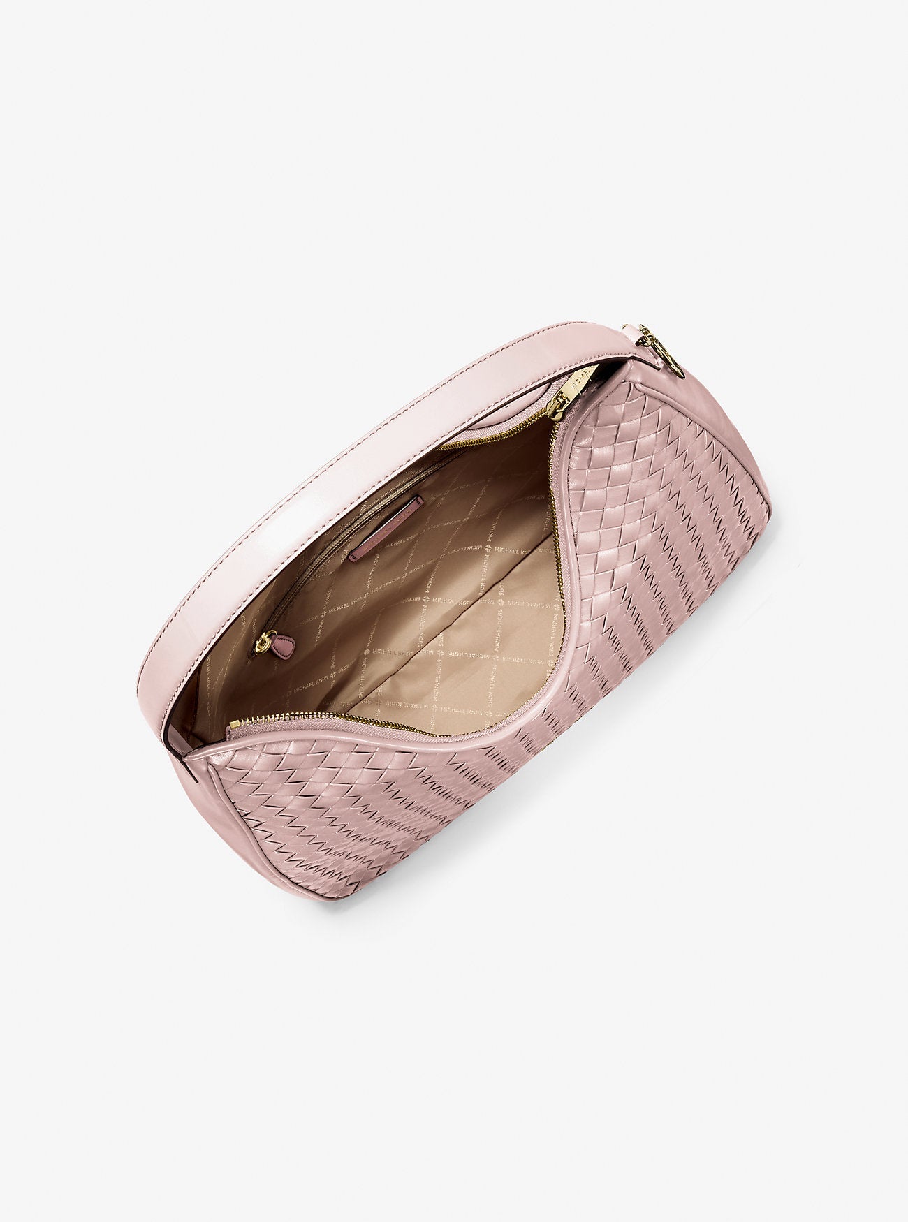 Michael Kors Nayla Medium Woven Shoulder Bag Powder Blush